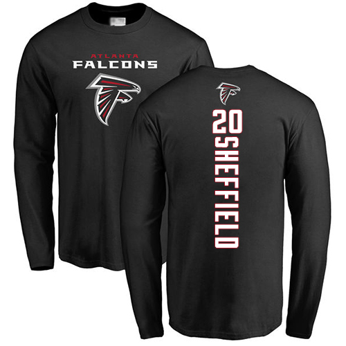 Atlanta Falcons Men Black Kendall Sheffield Backer NFL Football #20 Long Sleeve T Shirt